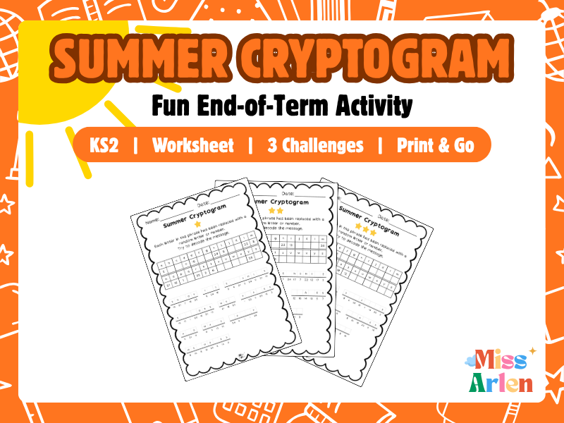 Summer Cryptogram Code Breaker | KS2 End of Year Differentiated Puzzle Activity