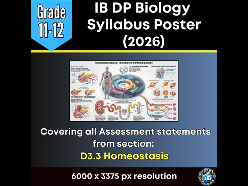 IB DP Biology Digital Infographic Poster: D3.3 Homeostasis  (2026)