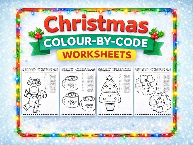 Colour by adding to 10 and  20 Maths Christmas number worksheets - Reception / Year 1