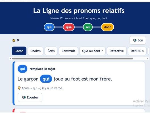 French Relative Pronouns – Interactive Game