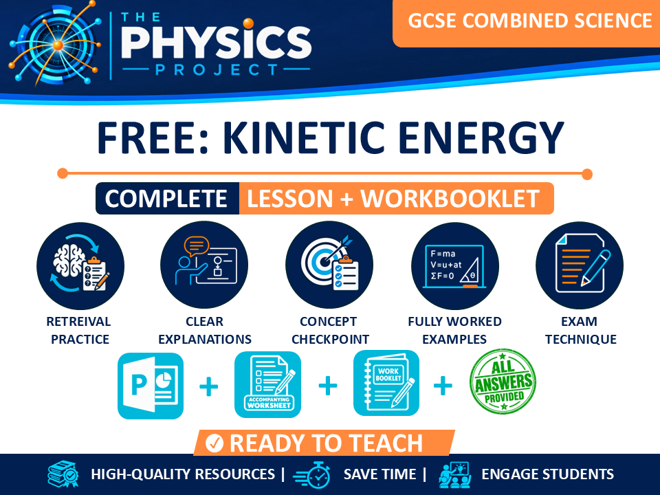 Kinetic Energy | GCSE Combined Science | Complete Lesson PowerPoint and Worksheet | Fully Editable