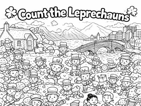 Count the Leprechauns Colouring Page- St Patrick's Day