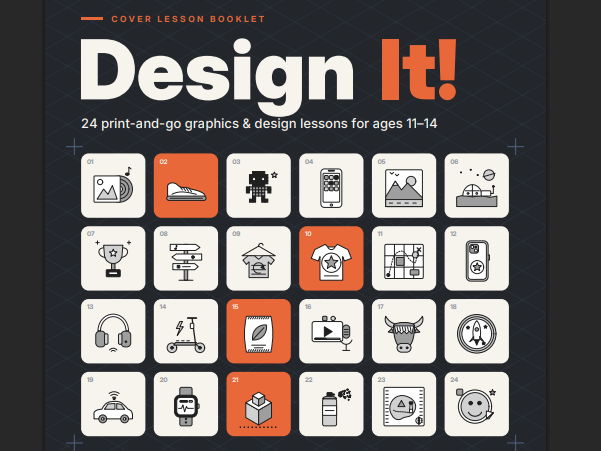 Design It! 24 Graphics & Design Cover Lessons (Ages 11–14) | Print & Go