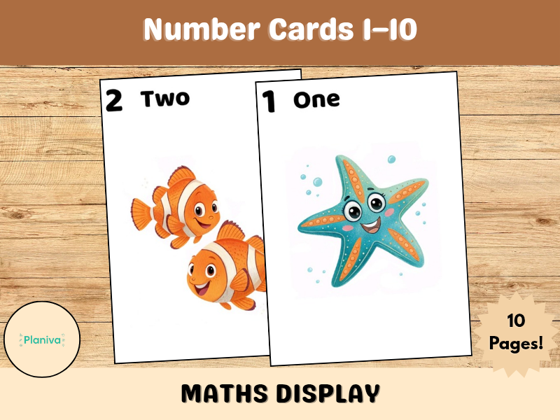 Ocean Theme Number Cards 1–10 | EYFS & KS1 Maths Display