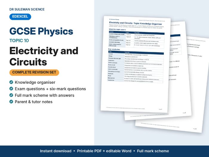 Edexcel GCSE Physics Topic 10 Electricity & Circuits Revision