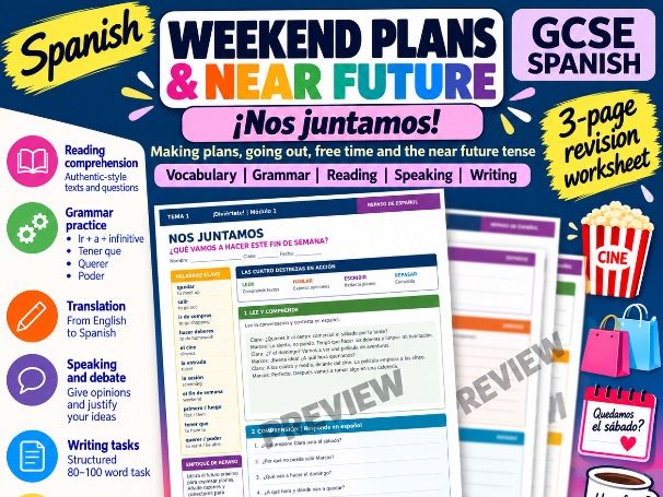 GCSE Spanish Weekend Plans & Near Future Revision Worksheet | Speaking, Reading & Writing