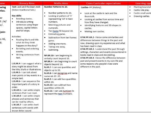 Reception Planning-Summer 1