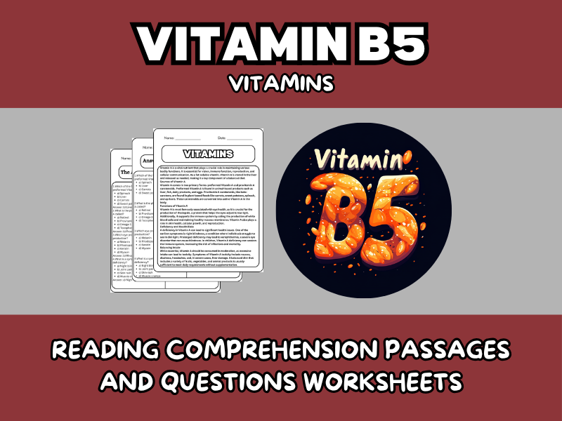Vitamin B5 - Vitamins Reading Comprehension Passages and Questions ...