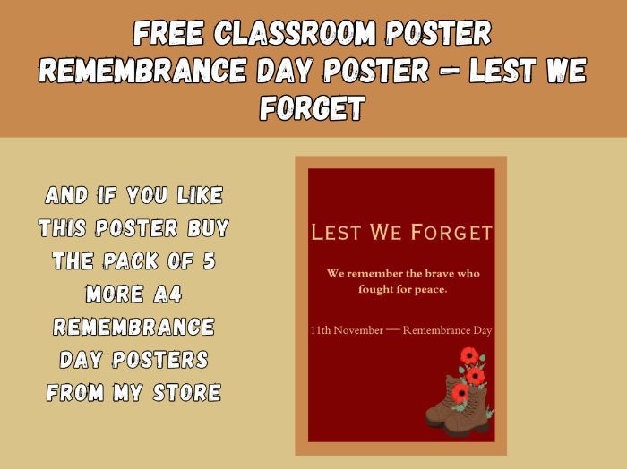 Free Remembrance Day Poster | Lest We Forget Display KS1–KS2