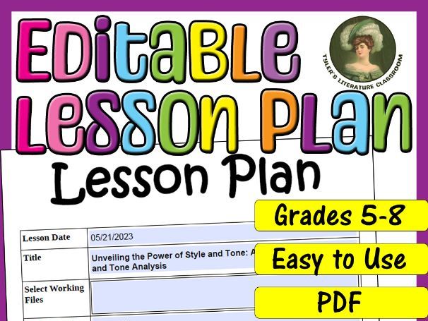 Style & Tone : Editable Lesson Plan for Middle School