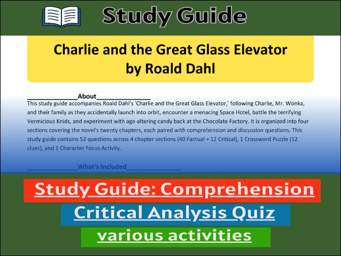 Study Guide for Charlie and the Great Glass Elevator  & Comprehension ����Vlogt