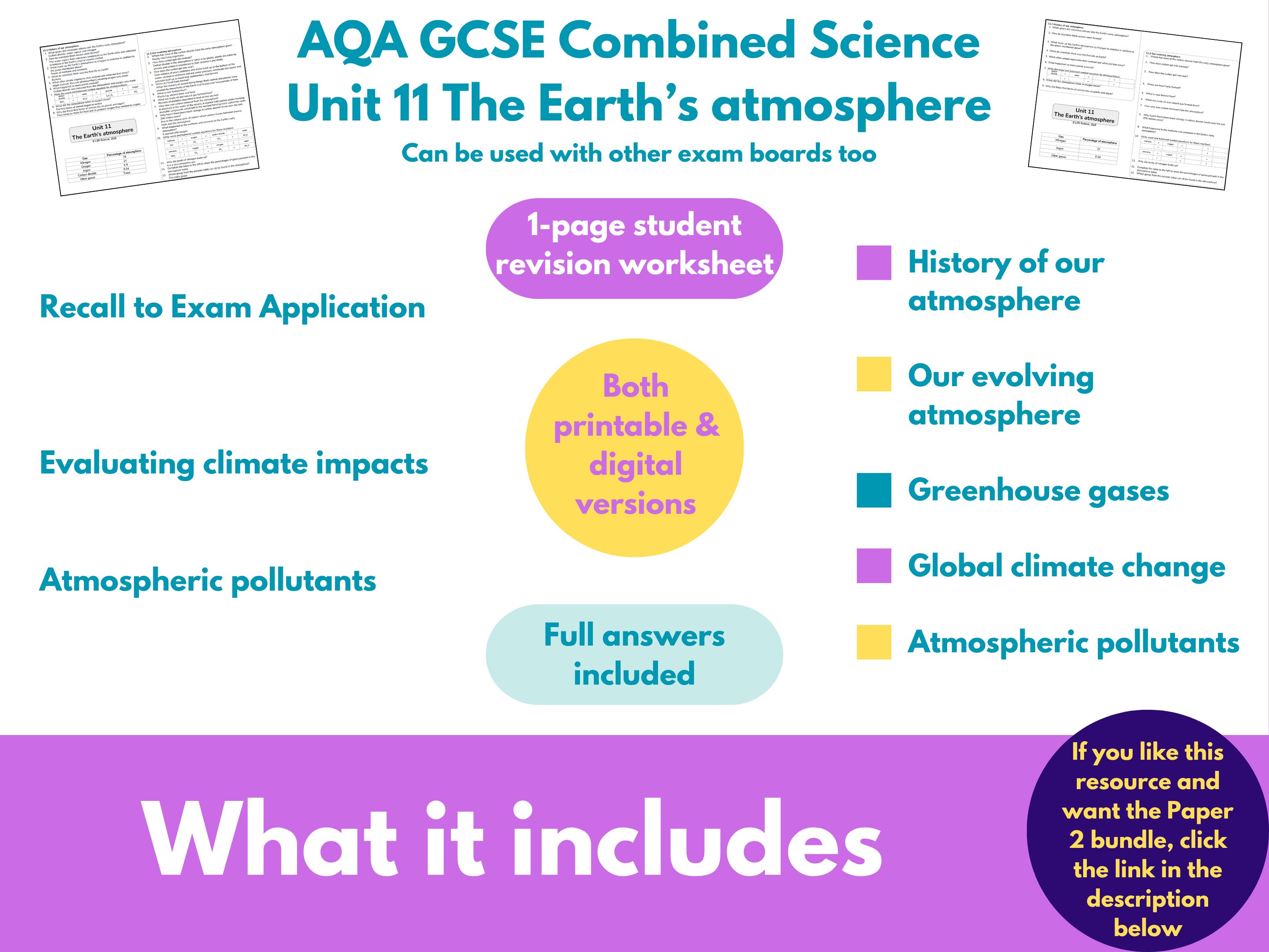 AQA GCSE Combined Science (Trilogy): Spec 5.9 (C11) The Earth's ...