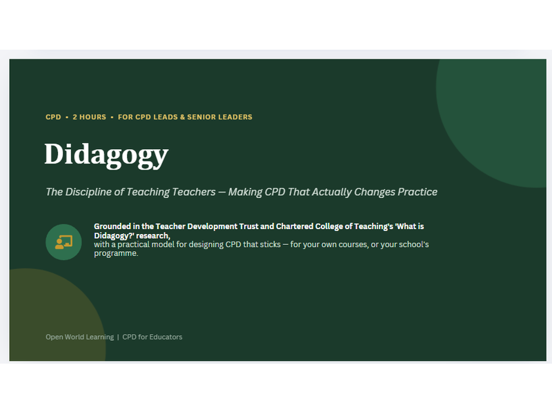 Didagogy - CPD Course | The Discipline of Teaching Teachers, and How to Design CPD That Sticks