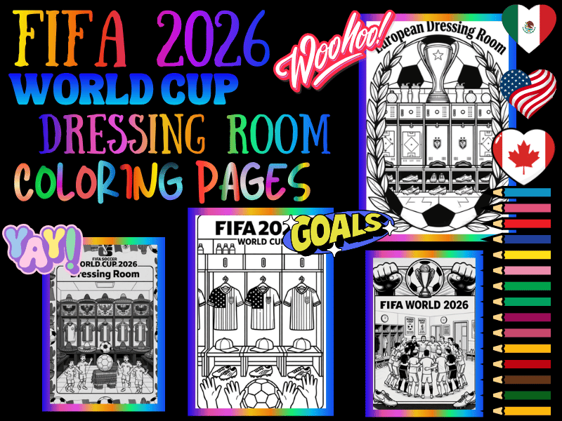 FIFA World Cup 2026 Dressing Room Coloring Pages | Soccer Printable NO PREP