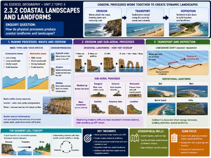 iAL Edexcel Geography – Unit 2 Topic 1: Crowded Coasts - 2.3.2 Coastal Landscapes & Landforms