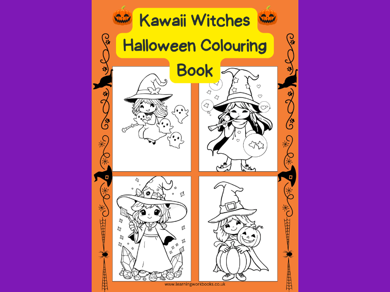 Kawaii Witches Halloween Colouring Book