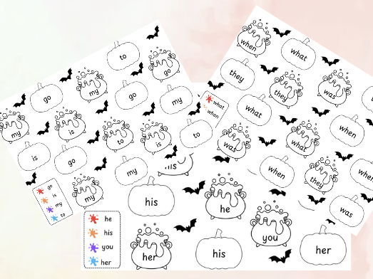 Tricky Word Halloween Colouring