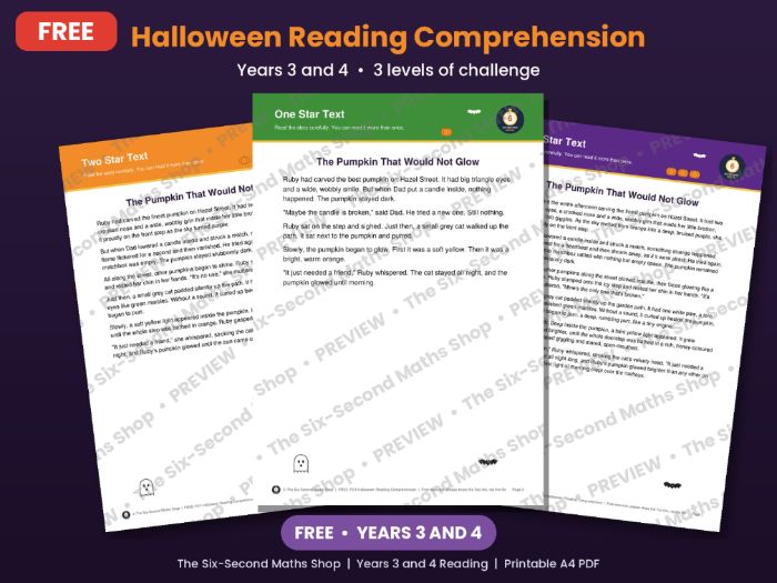FREE Halloween Reading Comprehension Year 3 Year 4