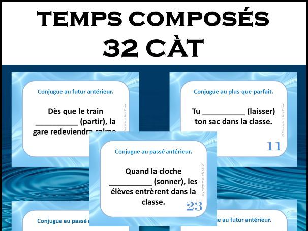 Les temps composés - 32 cartes à tâches / French Task Cards