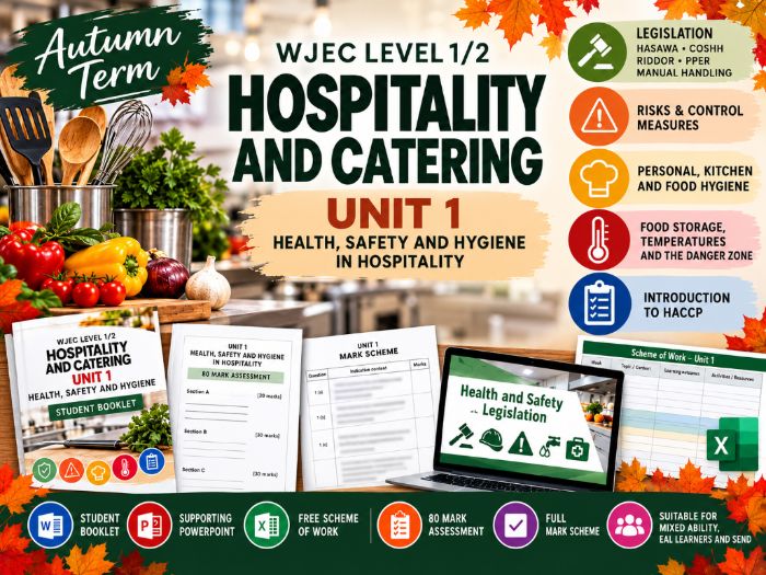 WJEC Level 1/2 Hospitality and Catering: Health and Safety and Food Hygiene (Year 10 Autumn 1)