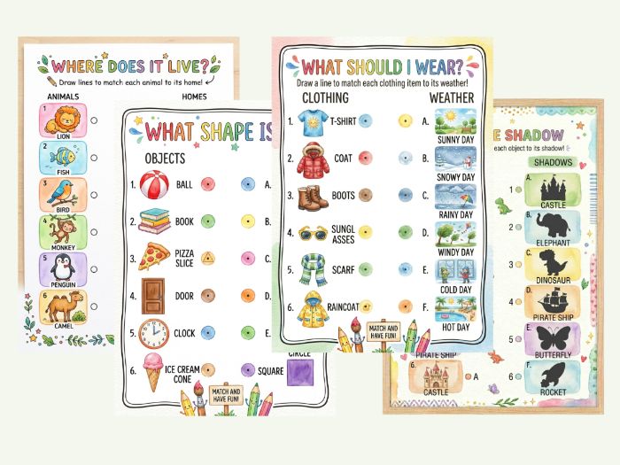 Simple Matching Activity Sheet