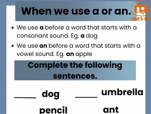 When Do We Use A or An? – Foundation Phase English/ESL