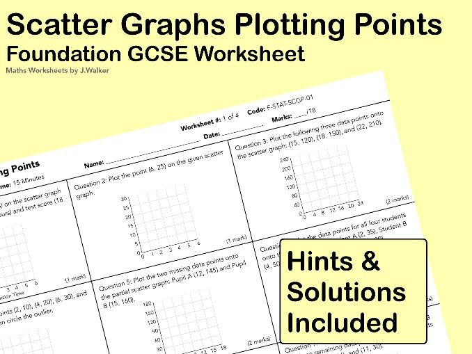 GCSE Maths Worksheet: Scatter Graphs Plotting Points - Foundation Tier
