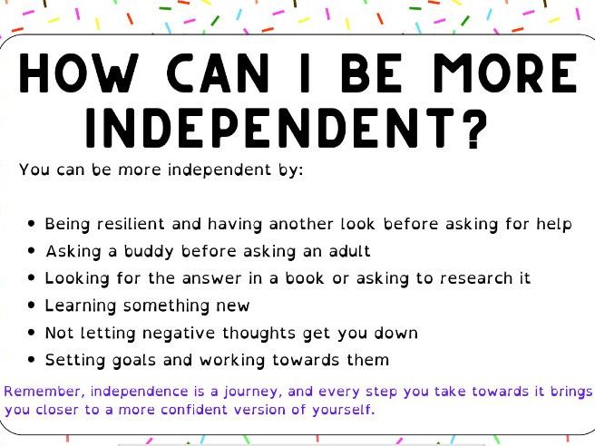 How can I be more independent? Poster for classroom