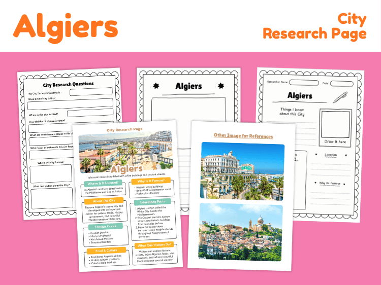 Algiers City Research Project | Capital City Geography Worksheets