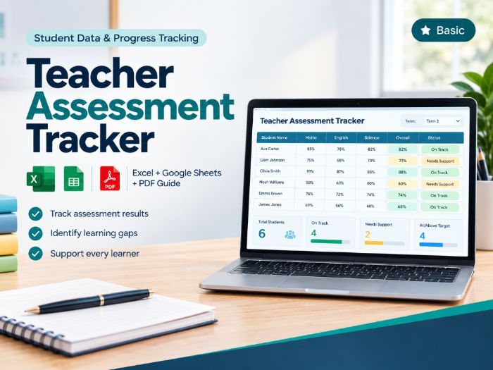 Teacher Assessment Data Tracker | Excels & Google Sheets