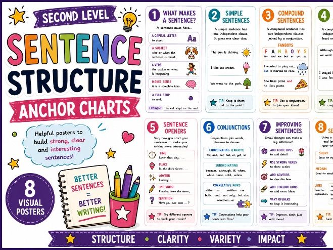Sentence Structure Second Level/KS2 Anchor Charts