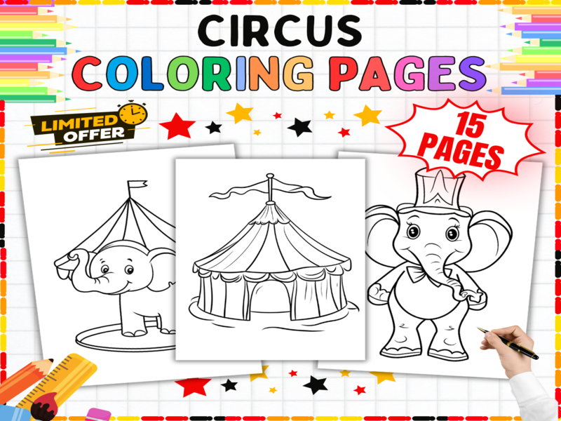 Circus Colouring Pages | 15 Printable Big Top Worksheets & Carnival Entertainment Art Activities