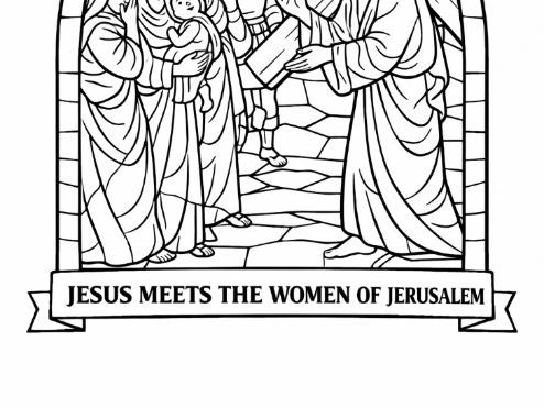 Easter Stations of the Cross - Station 8 Stained Glass Colouring Page - Lent