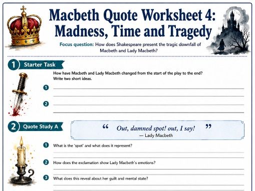 Macbeth Free worksheets