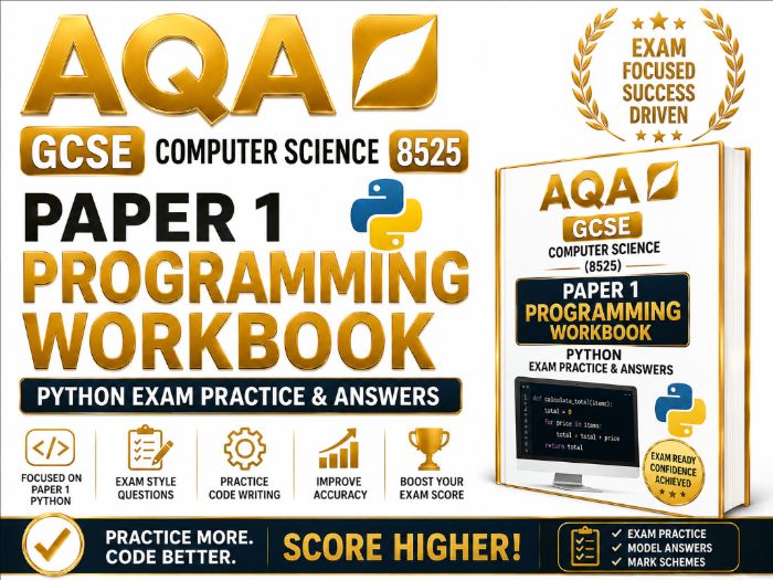 AQA GCSE Computer Science (8525) Paper 1 Programming Workbook | Python Exam Practice & Answers
