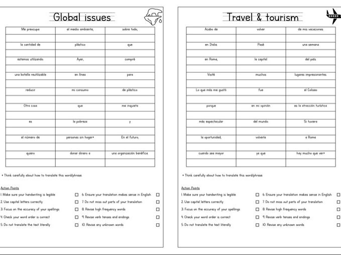 GCSE Spanish translation booklet (Spanish-English)