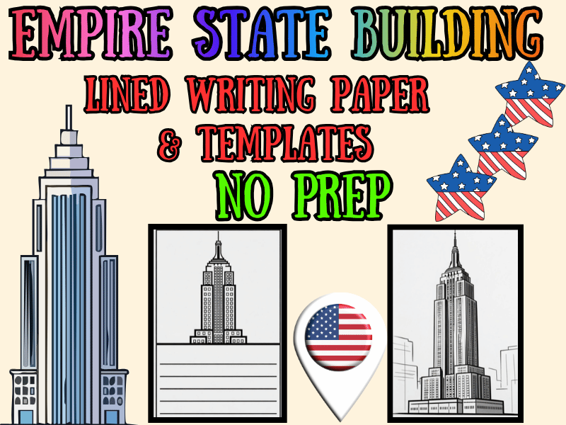 Empire State Building Writing Paper | Landmark Template & Lined Pages | NO PREP