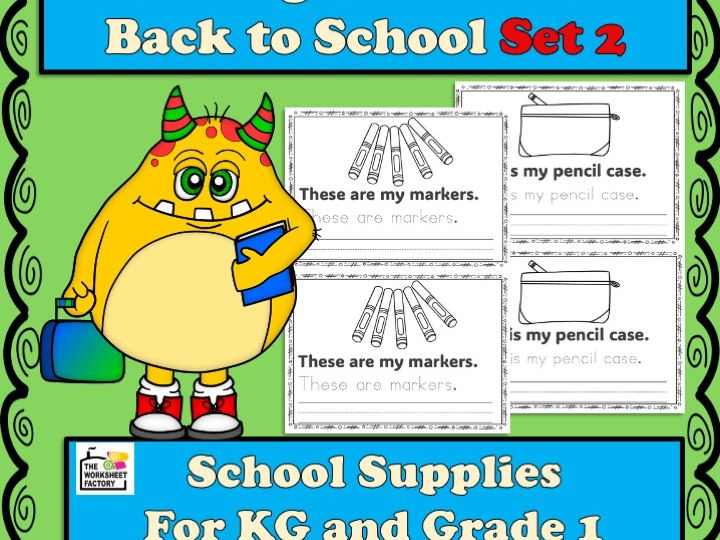 Back to School Set 2 Emergent Reader KG -1st Grade- School Supplies Sight Words