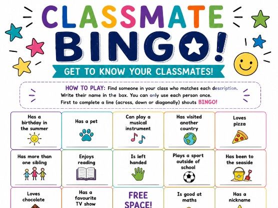 Classmate Bingo | KS2 End of Year Activity | Find Someone Who Classroom Game