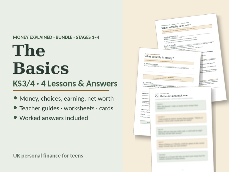 Money Basics KS3/4: 4 Lessons & Answers