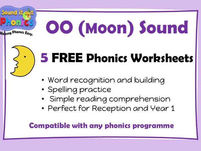 OO (Moon) 5 FREE Phonics Worksheets!