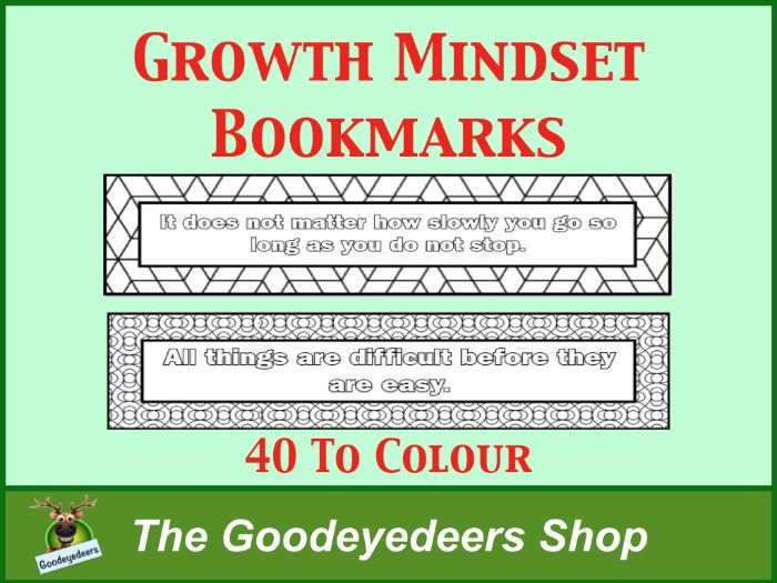 Growth Mindset Bookmarks To Colour