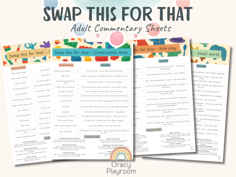 Swap this for that: adult commentary sheets