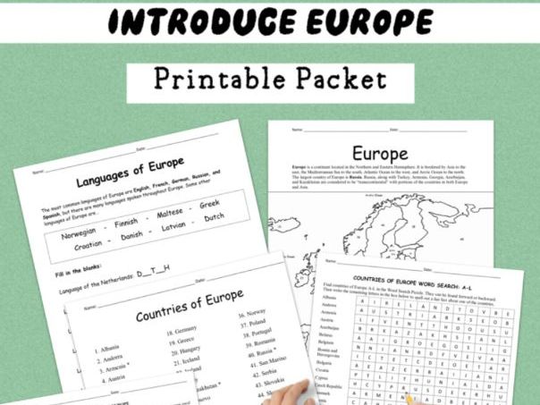 EUROPE Continent Printable Packet