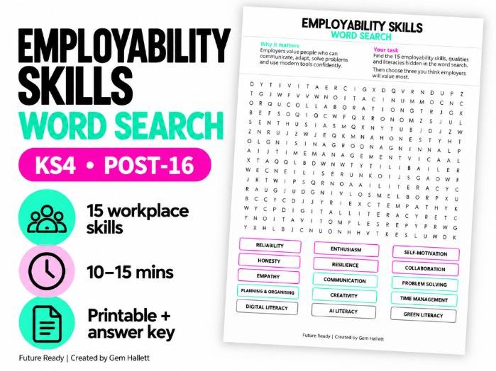 Employability Skills Word Search | KS4 & Post-16