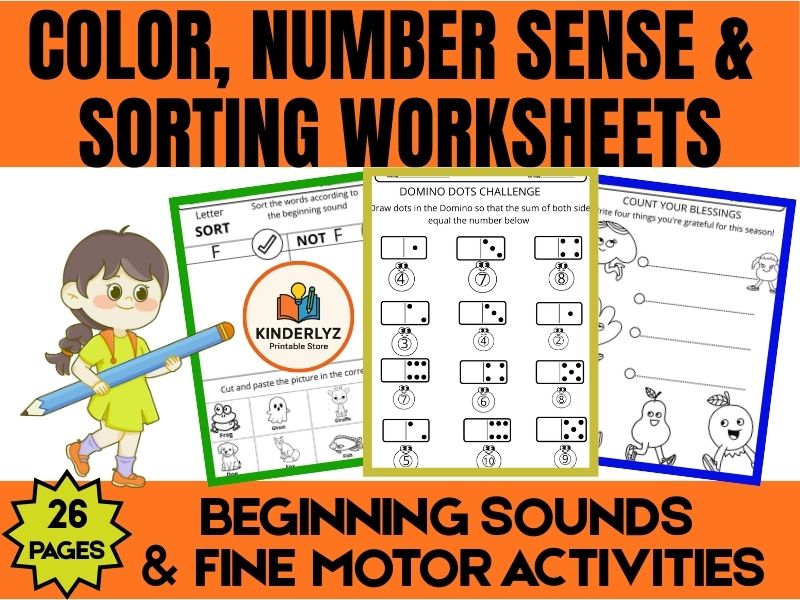 Color and Number Sense Worksheets Pre-K