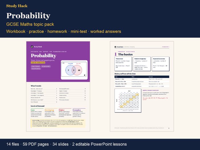 GCSE Probability Complete Pack: Trees & Venn