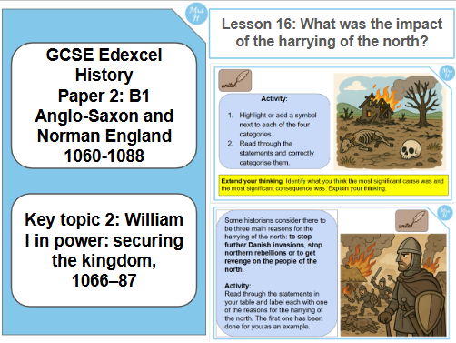 The impact of the Harrying of the North. Lesson 16 - GCSE History Edexcel Paper 2 - Normans (B1)