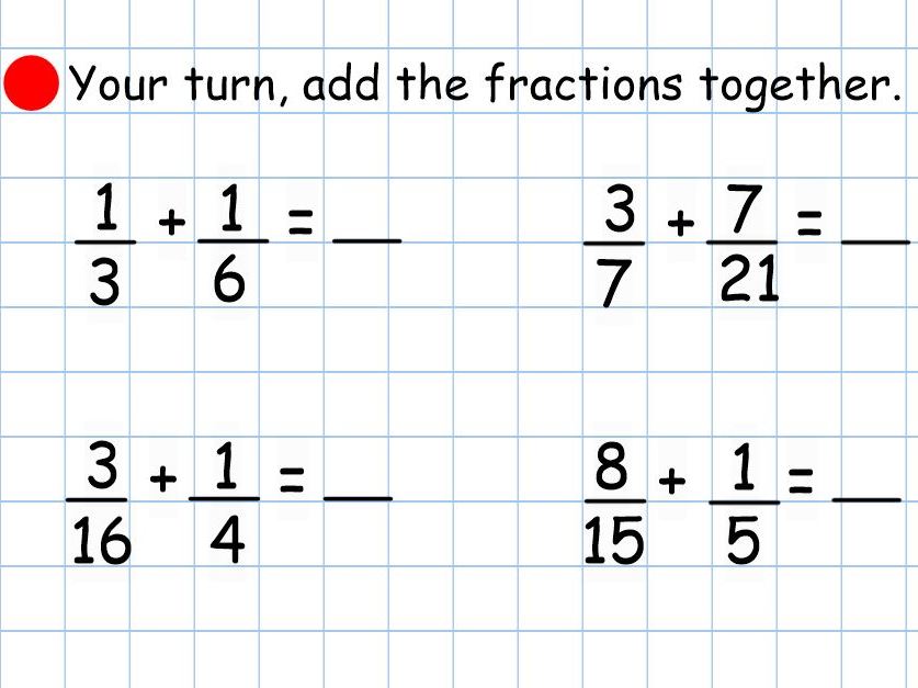 Adding Fractions Smart Notebook