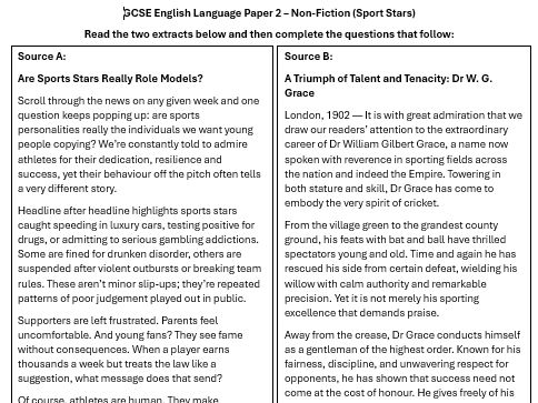 AQA GCSE English Language Paper 2 Mini Mock Papers
